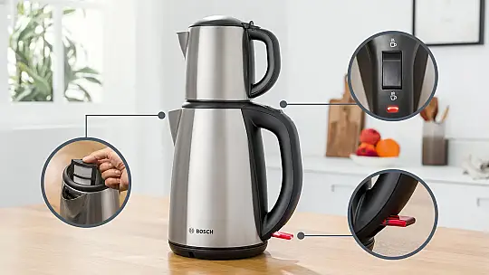 Bosch TTA5883 1800 W Çelik Demlikli Çay Makinesi - 2